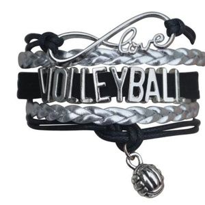 Girls Volleyball Bracelet - Black & Silver